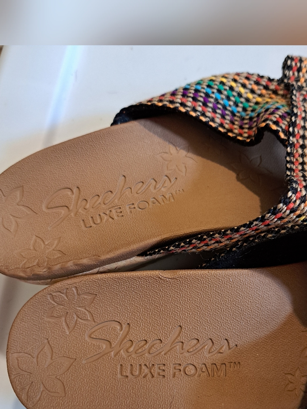 Skechers Cork Wedge Multi Color Strap, Size 8 Height 2.5 inches - Picture 2 of 10